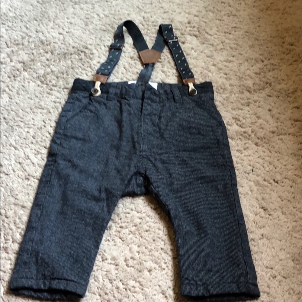 Zara baby boy Gray pants suspenders